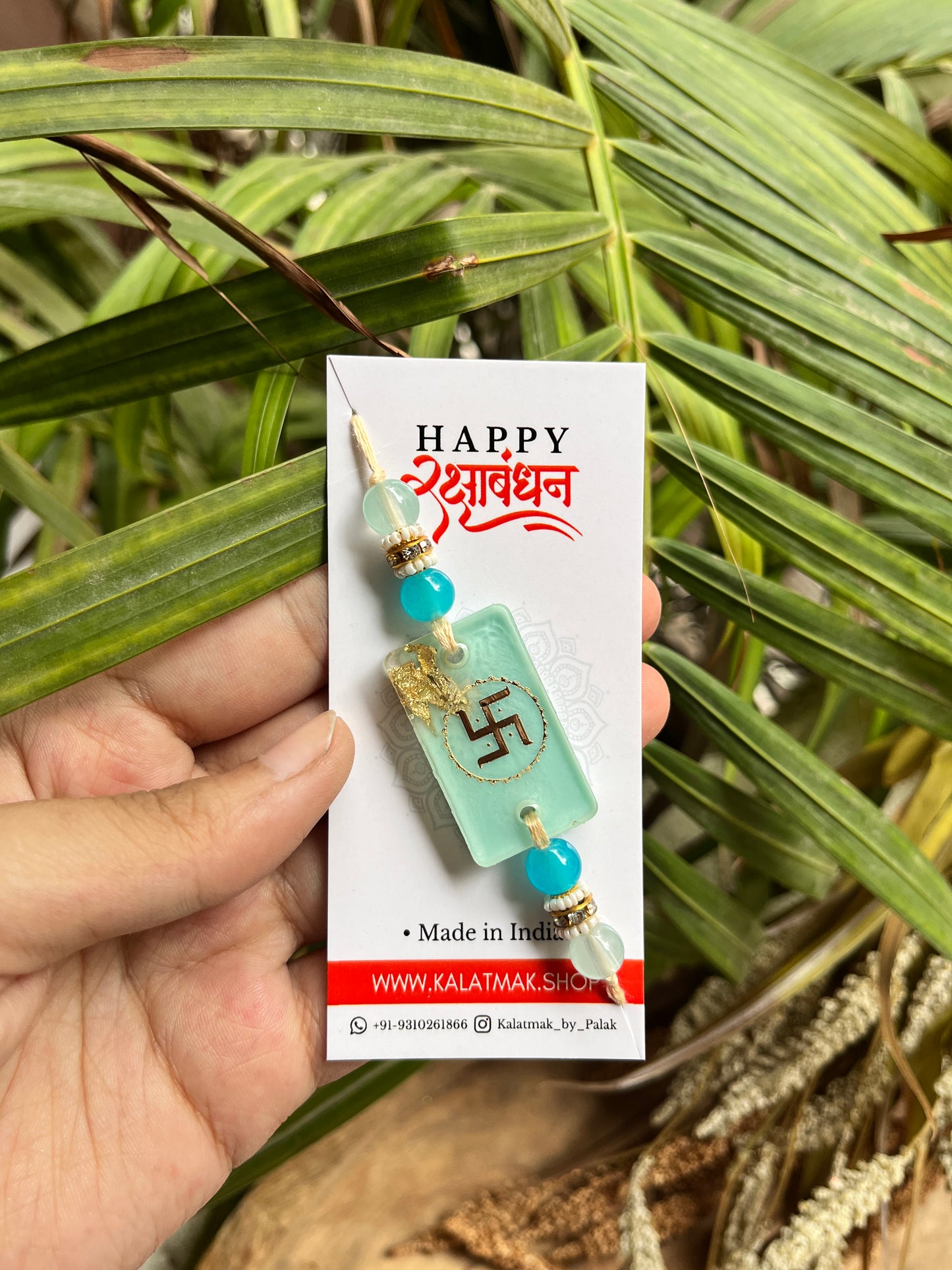 Handcrafted Resin Rakhi - Aqua