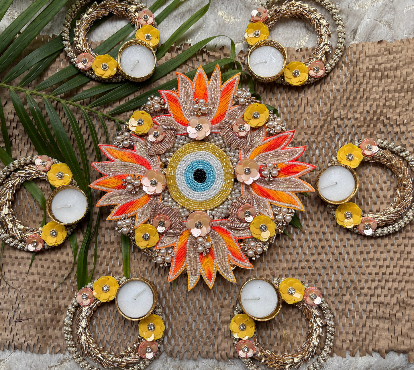 Orange Lotus Rangoli Set – Radiance of Energy & Prosperity