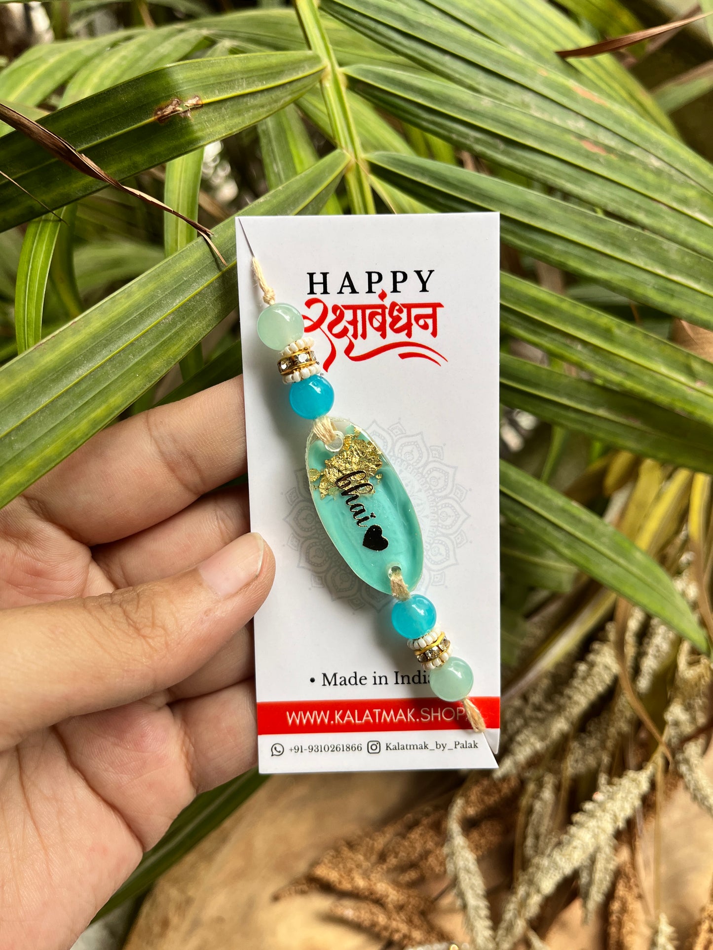 Handcrafted Resin Rakhi - Aqua