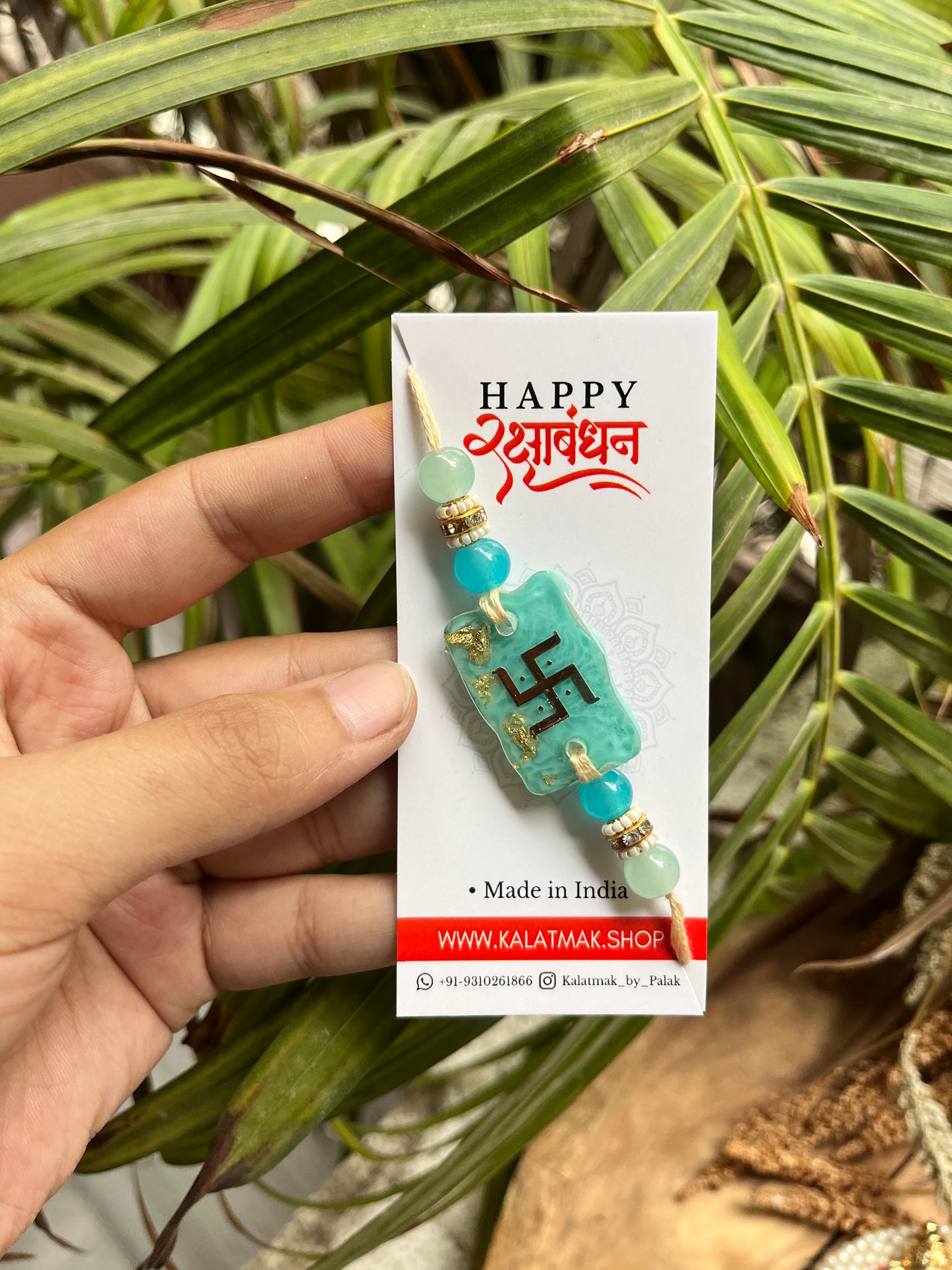 Handcrafted Resin Rakhi - Aqua