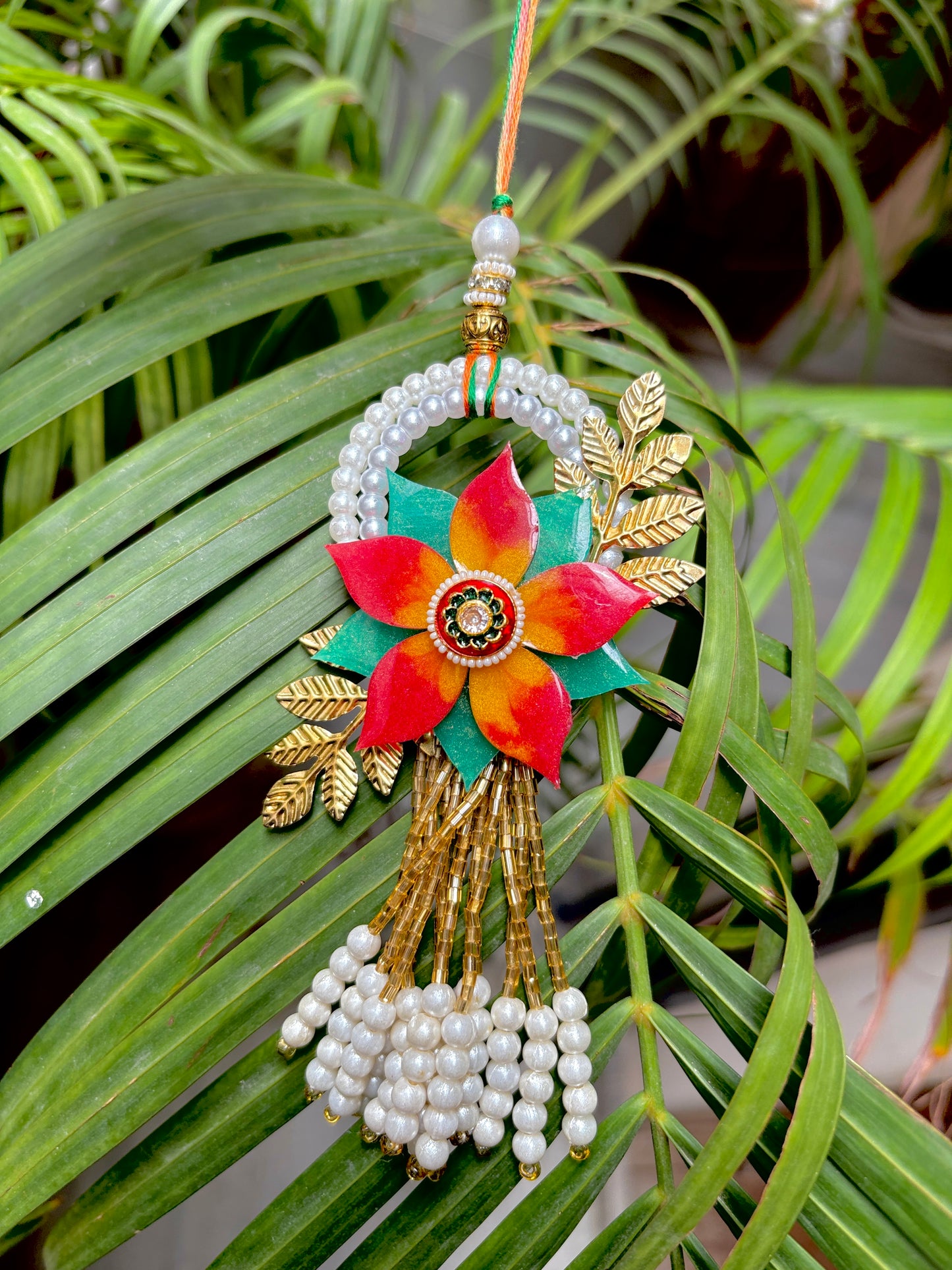 Resin 3D Couple Rakhi - Crimson Green Mini