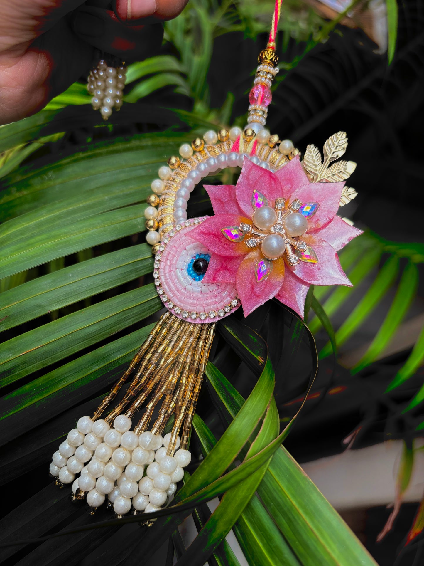 Resin 3D Couple Rakhi - Pink Evil Eye
