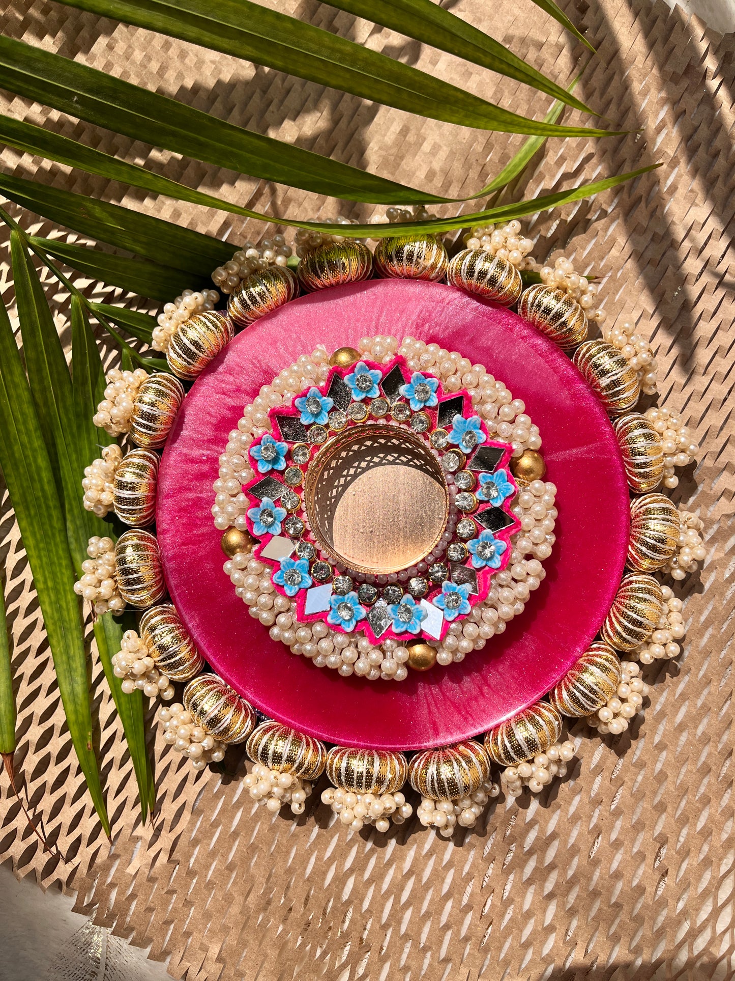 Diwali Blossom Rangoli - Blush & Sapphire