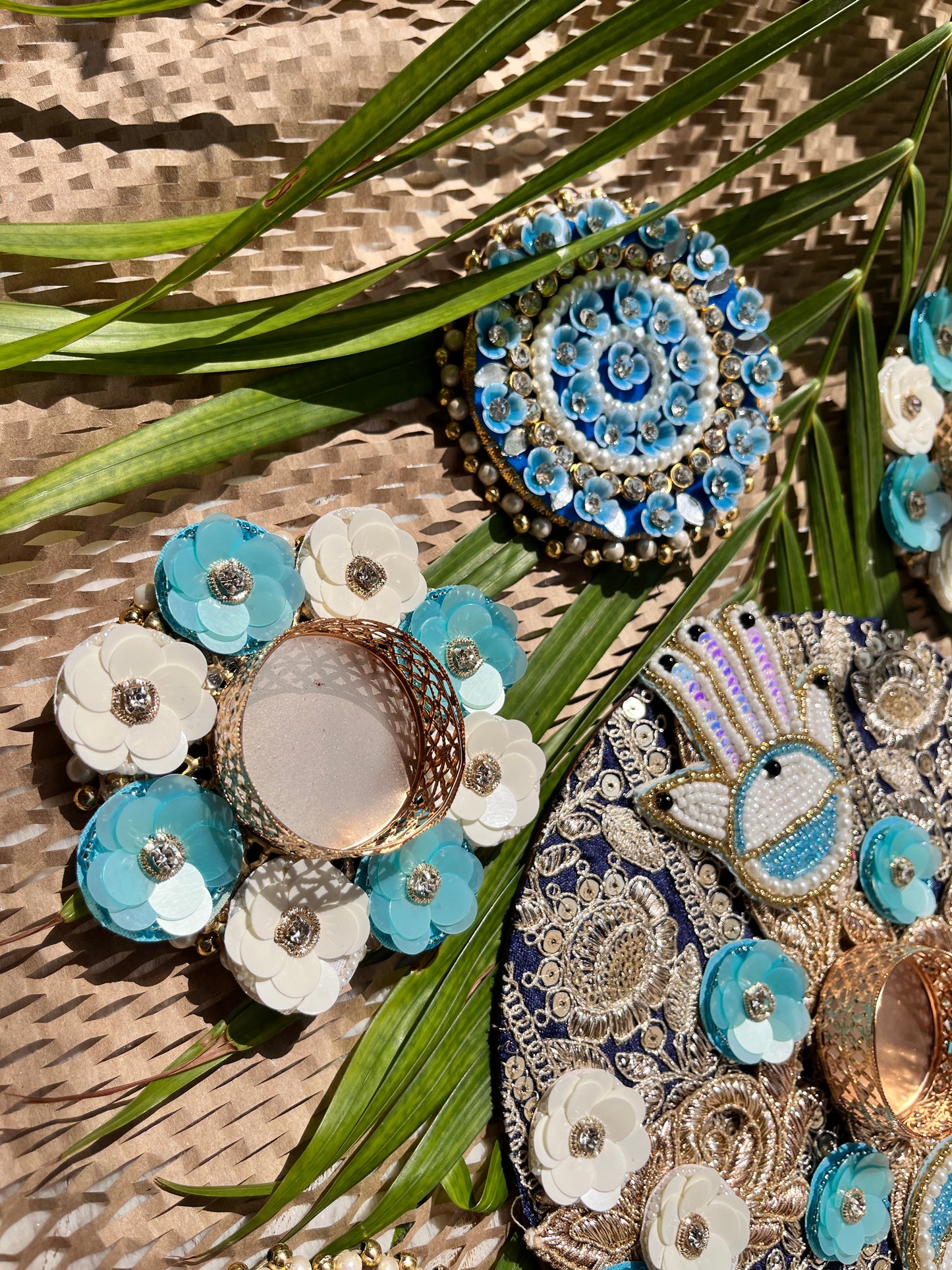 Diwali Blossom Rangoli - Sapphire Hamsa Harmony