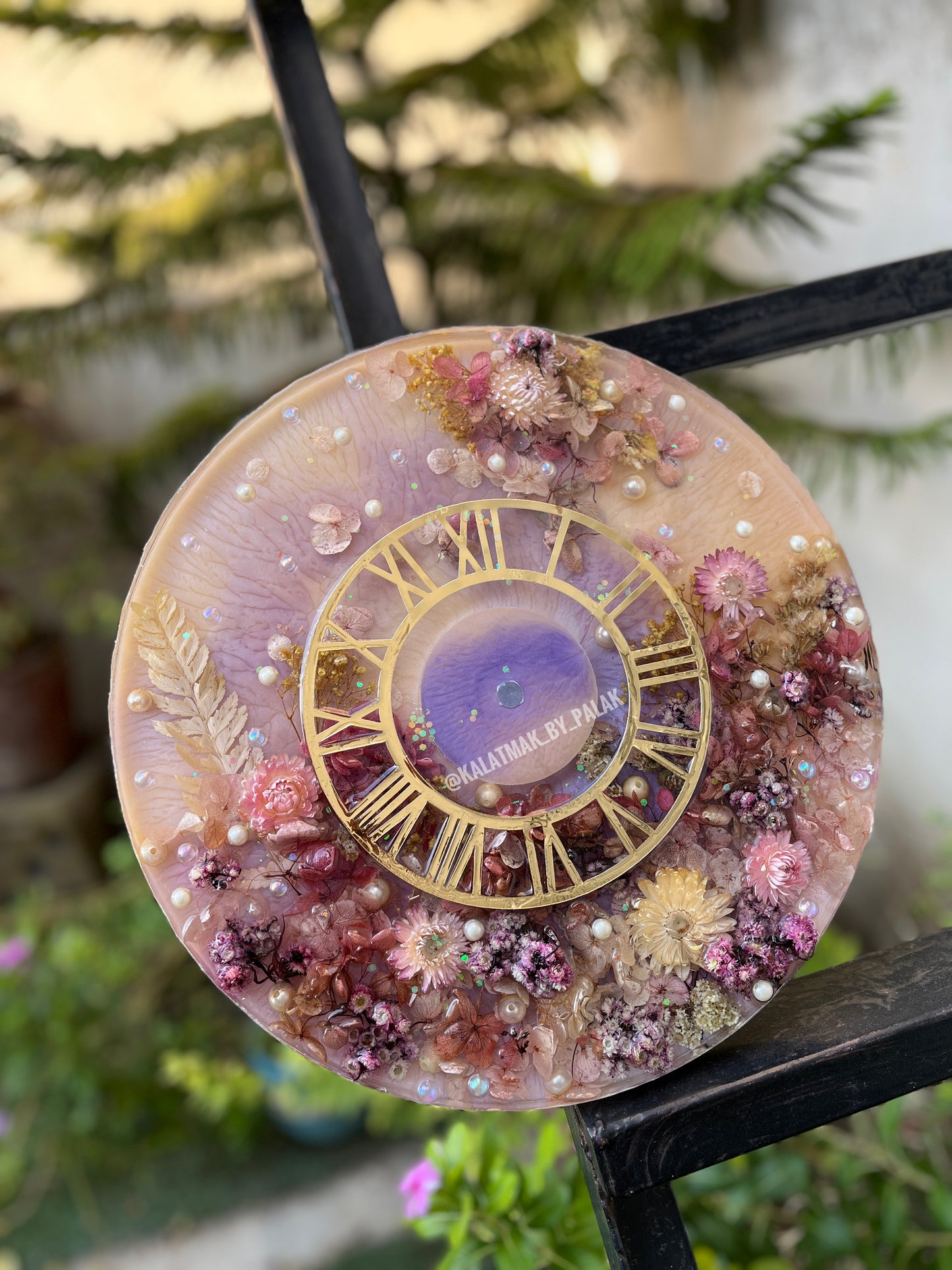 Resin Botanical Wall Clock - 13 inches
