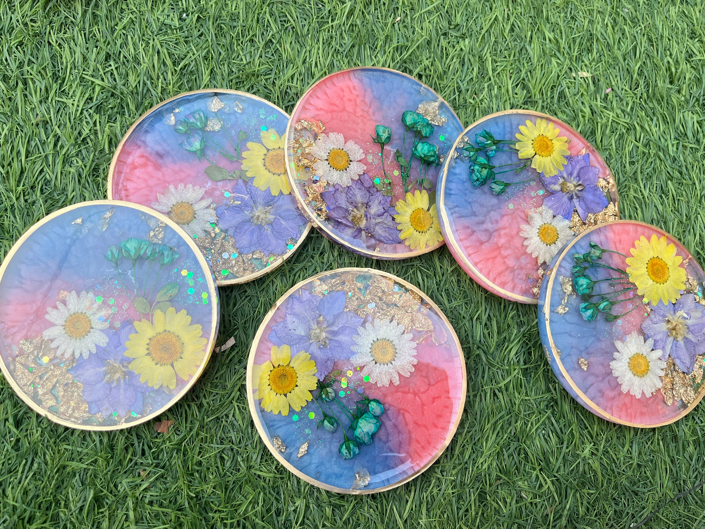 Floral Fusion Resin Coasters - Gardenia