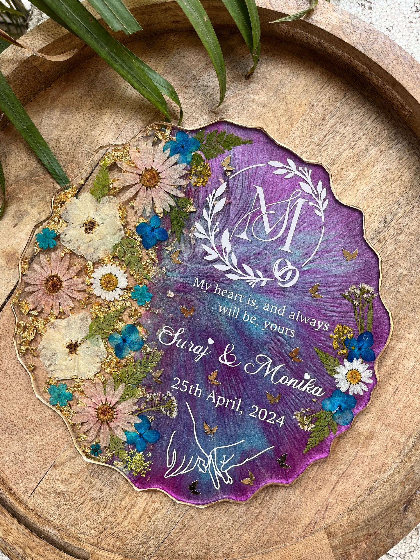 Floral Resin Ring Tray - Amethyst Blue