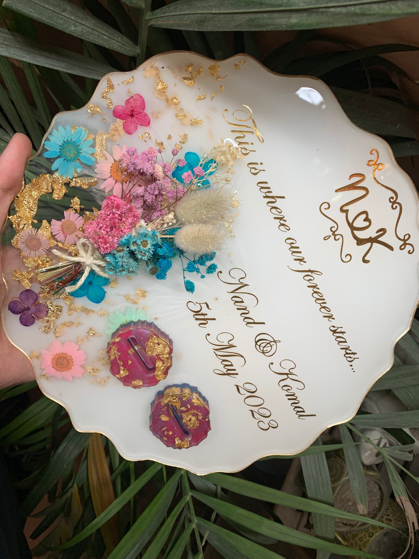 Floral Ring Platter - Pink Blue