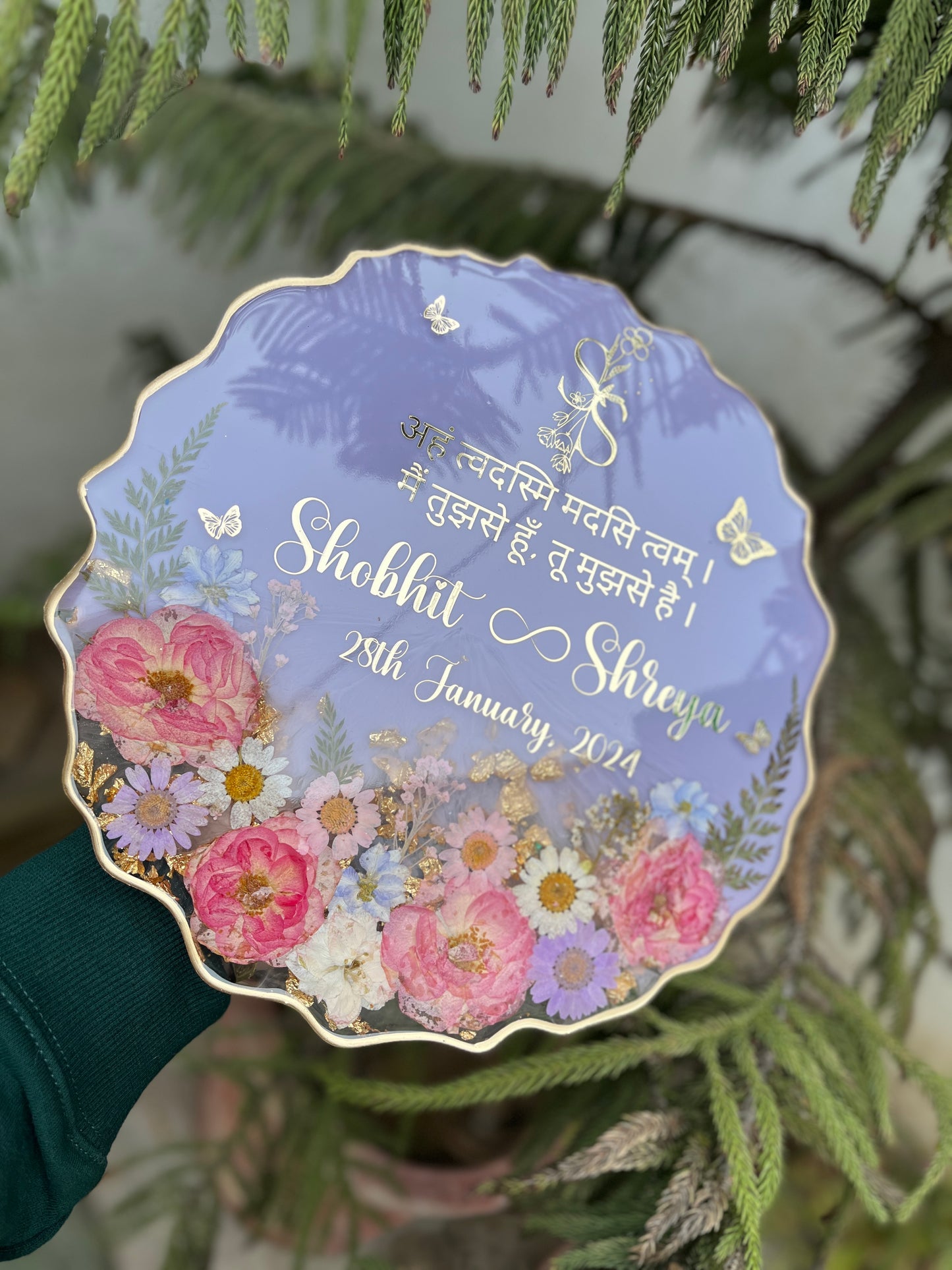 Floral Ring Tray - Purple Pink Rose