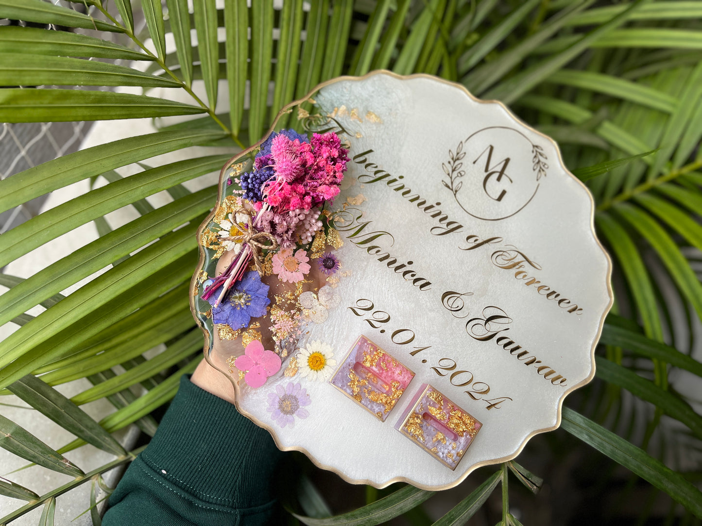 Floral Ring Tray - Purple Pink