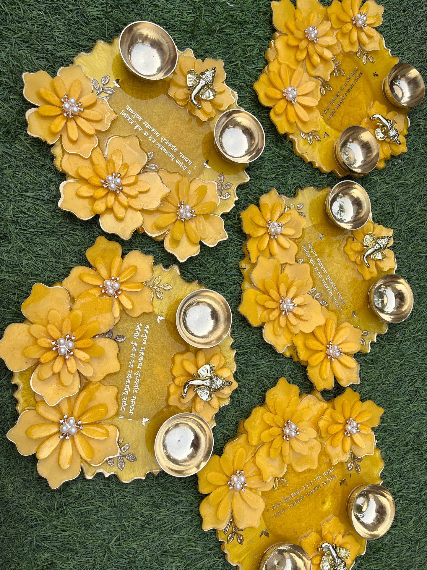 3D Floral Elegance : Resin Pooja Thali (8 inches)