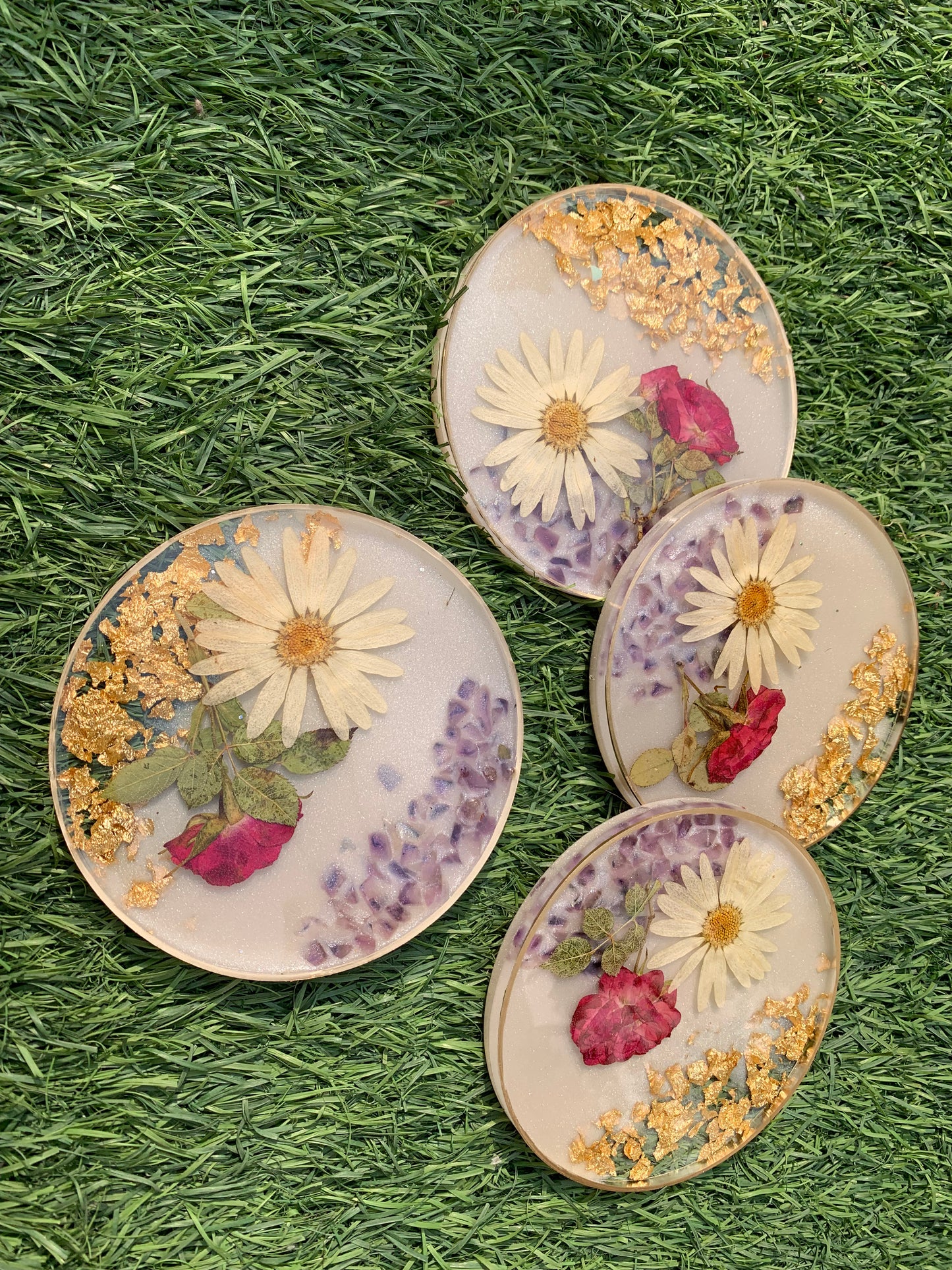 Floral Fusion Resin Coasters - Rose Margaret