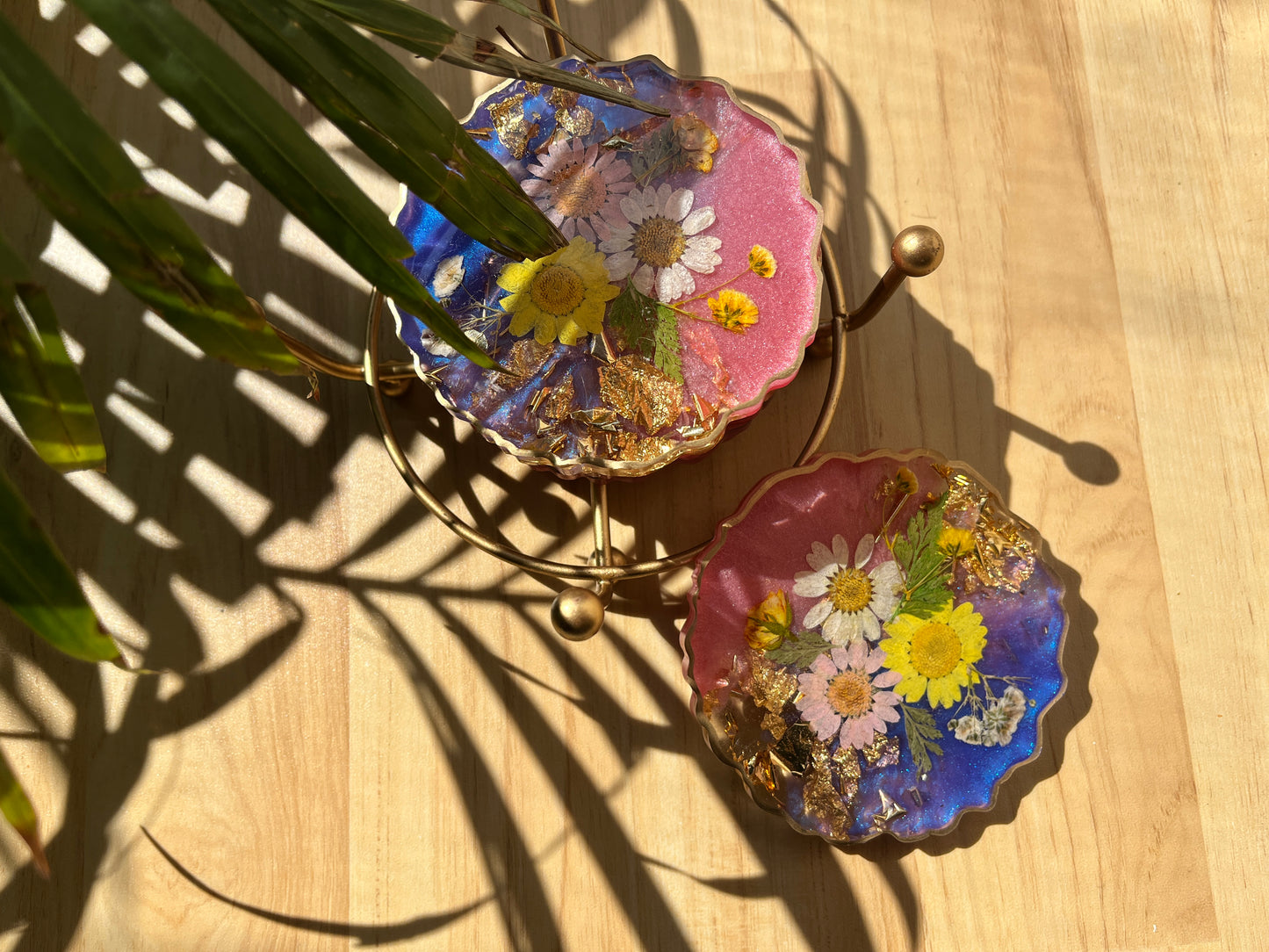 Floral Fusion Resin coasters - Daisy Gardenia