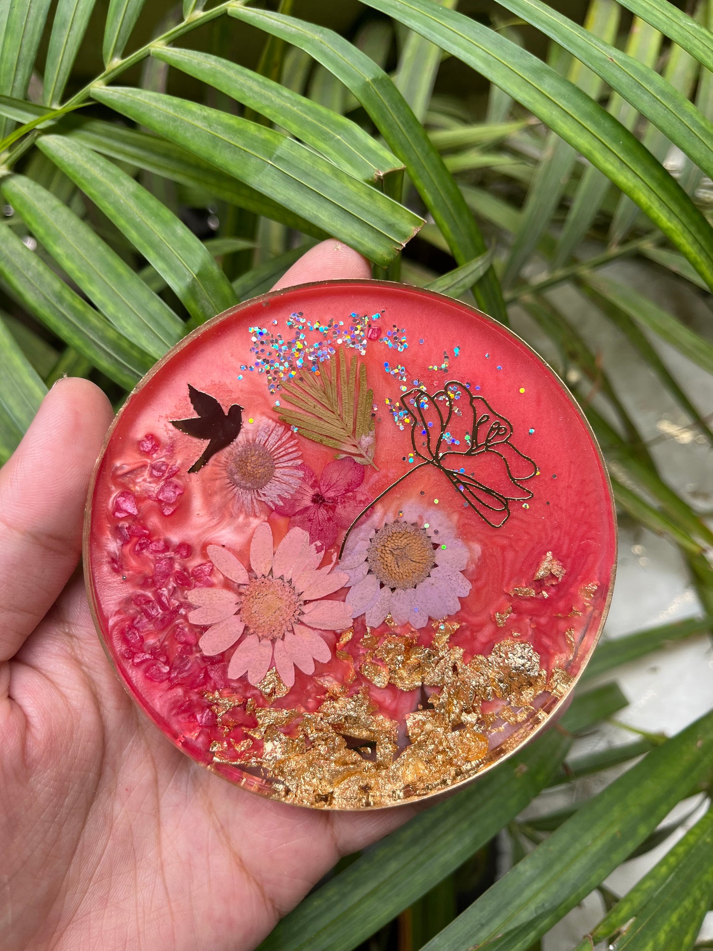 Floral Fusion Resin Coasters - Daisies