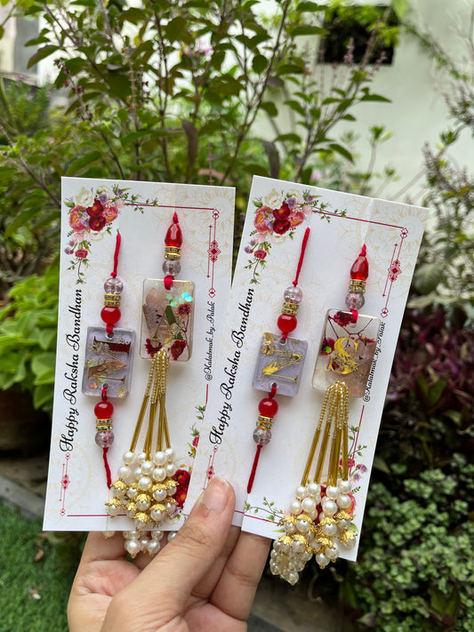 Resin Couple Rakhi - Cherry Lilac