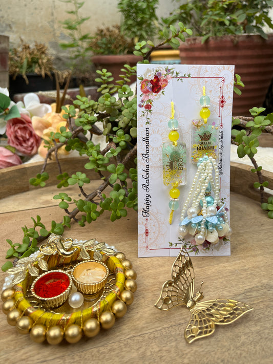 Resin Couple Rakhi - Aqua Lime