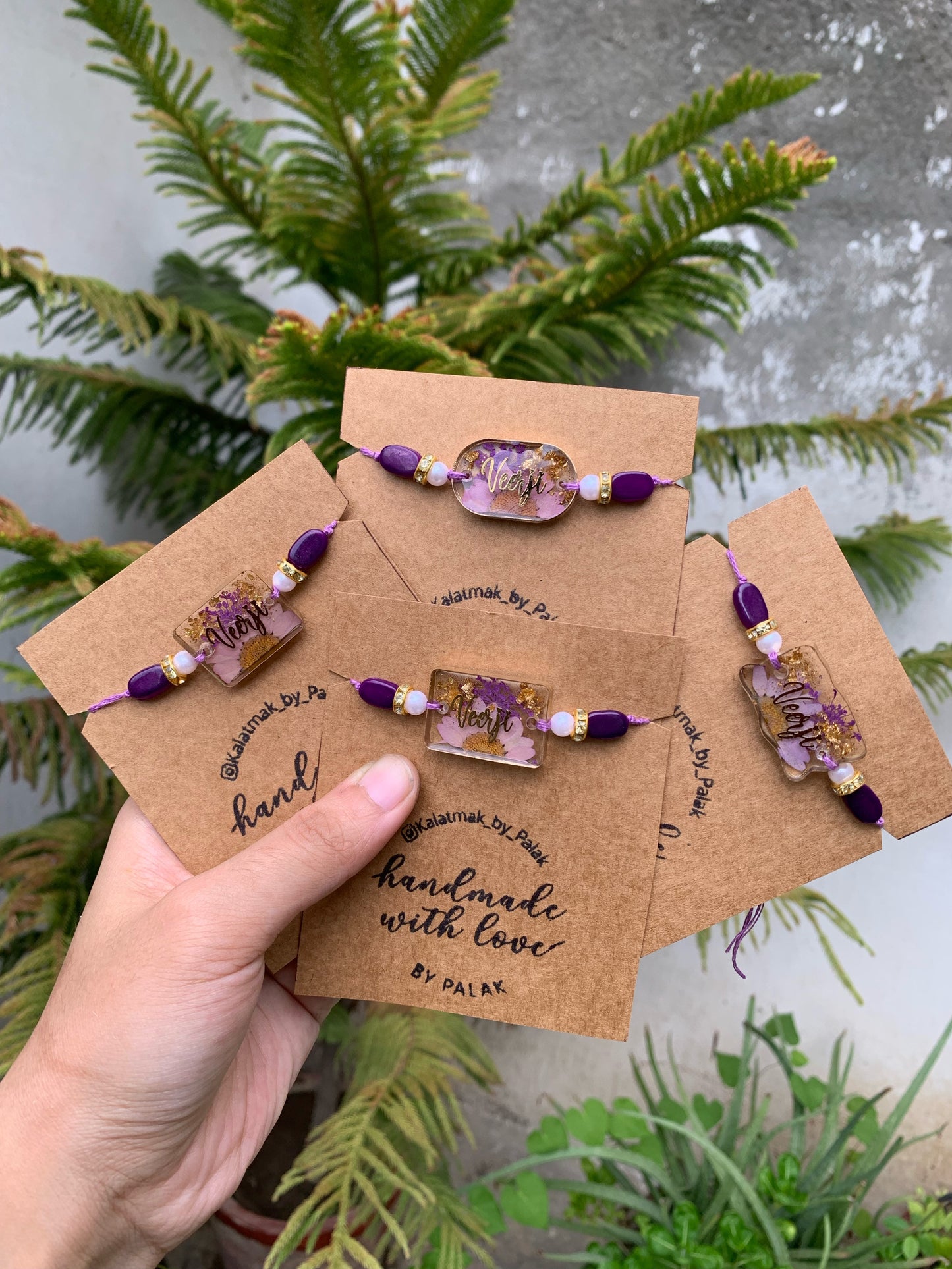 Floral Resin Rakhi - Lilac
