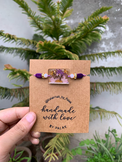 Floral Resin Rakhi - Lilac