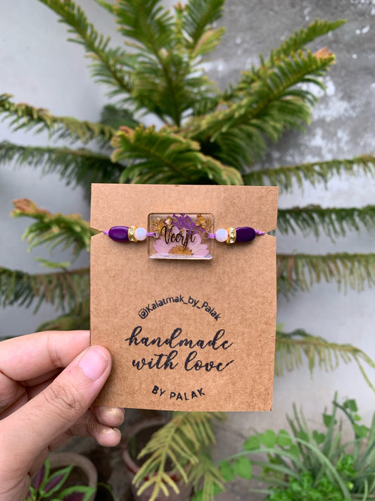 Floral Resin Rakhi - Lilac