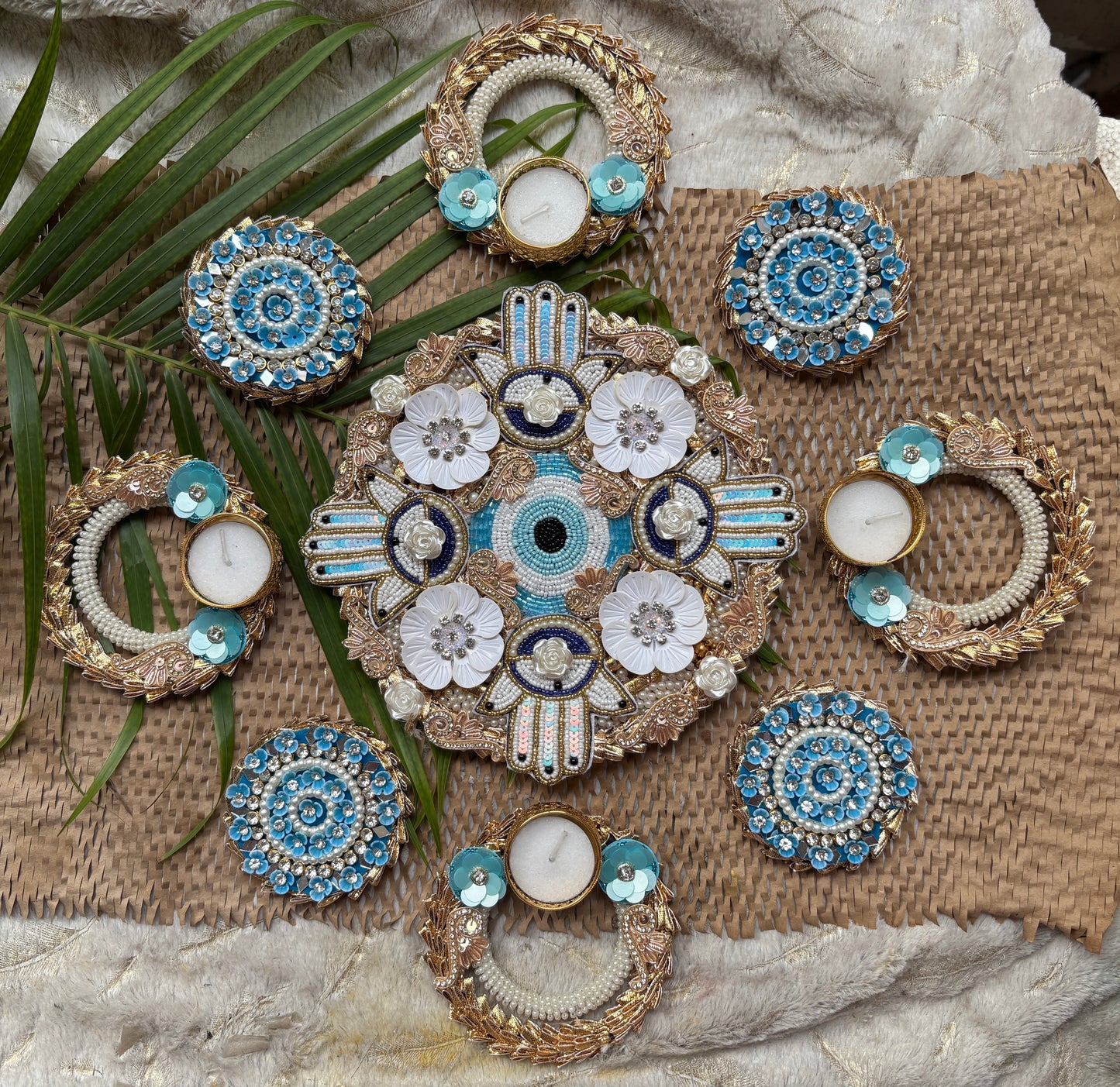 Evil Eye & Hamsa Hand Rangoli Set – For Protection & Prosperity