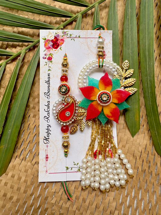 Resin 3D Couple Rakhi - Crimson Green Mini