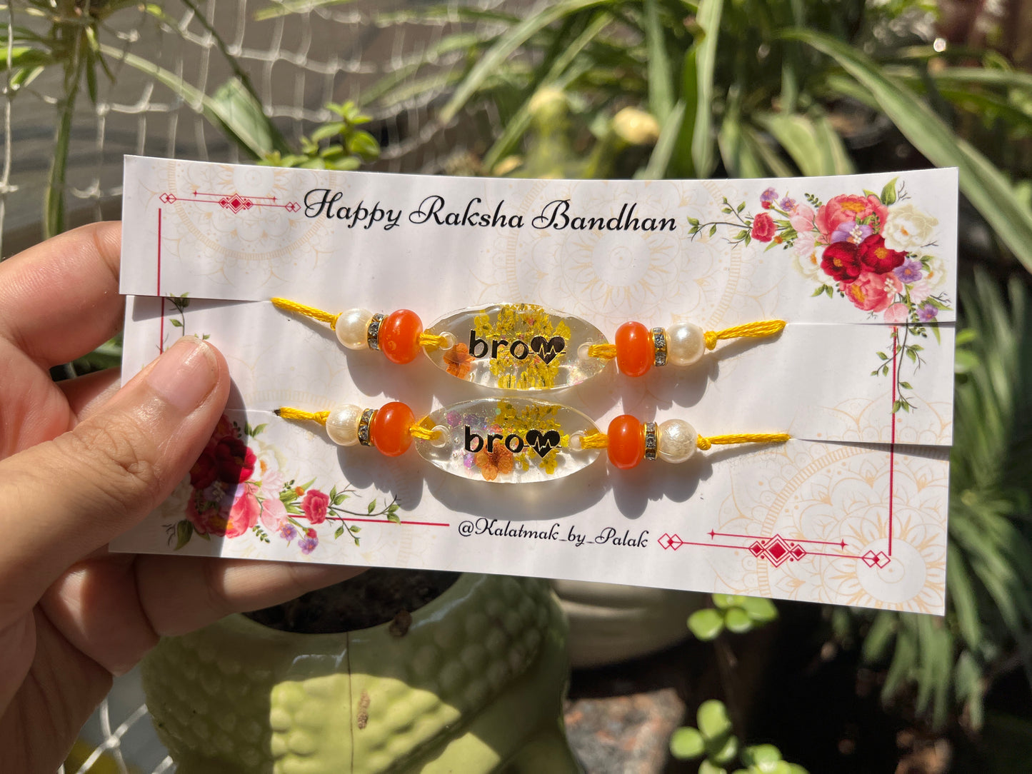 Floral Resin Rakhi - Bro 💛