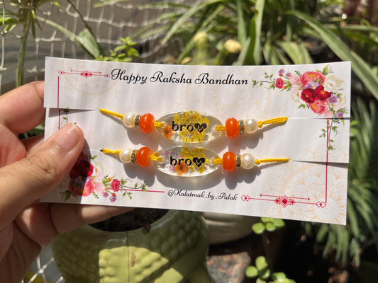 Floral Resin Rakhi - Bro 💛