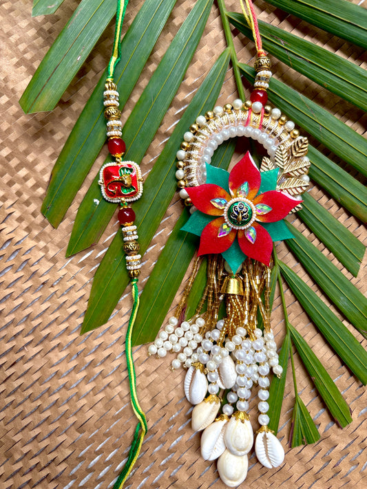 Resin 3D Couple Rakhi - Crimson Green