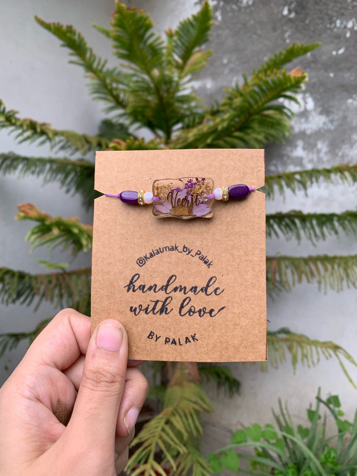 Floral Resin Rakhi - Lilac