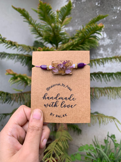 Floral Resin Rakhi - Lilac
