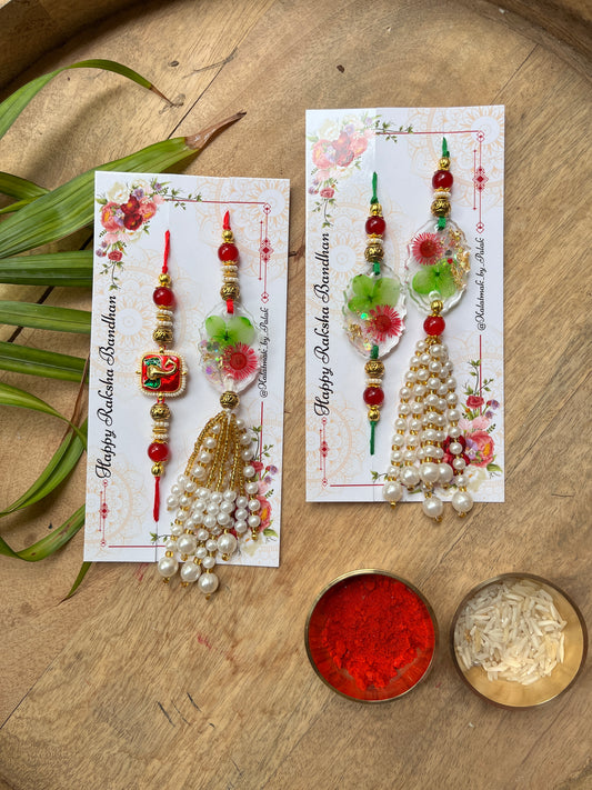 Resin Couple Rakhi - Scarlet Green