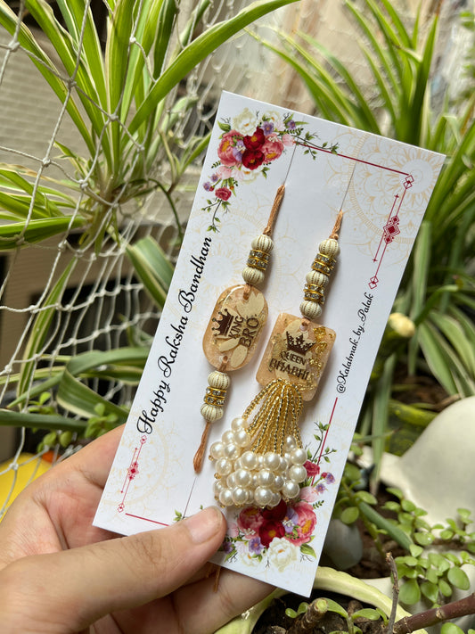 Resin Couple Rakhi - Peach