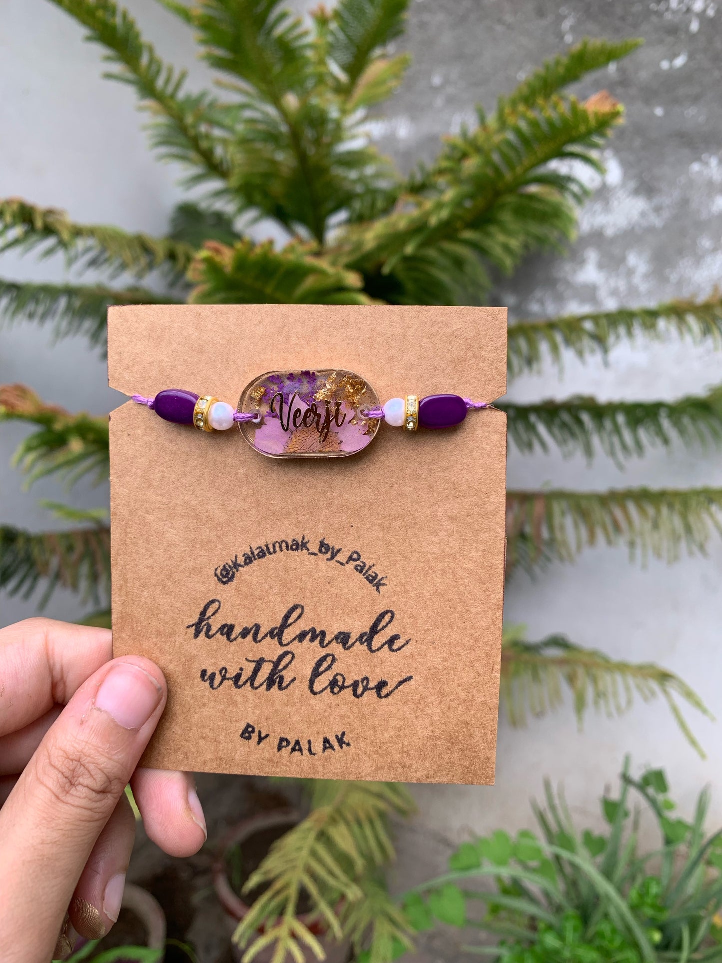 Floral Resin Rakhi - Lilac