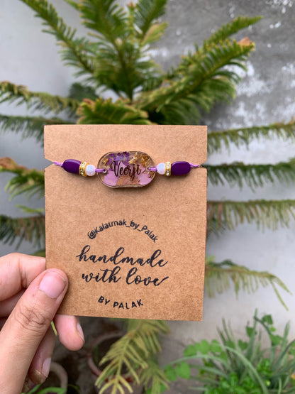 Floral Resin Rakhi - Lilac