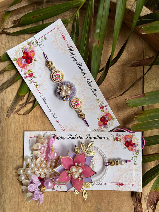 Resin 3D Couple Rakhi - Blush Lilac Blossom