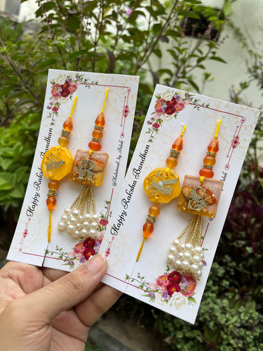 Resin Couple Rakhi - Yellow Rose
