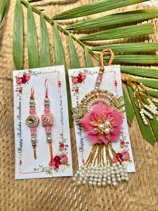 Resin 3D Couple Rakhi - Blush Pink
