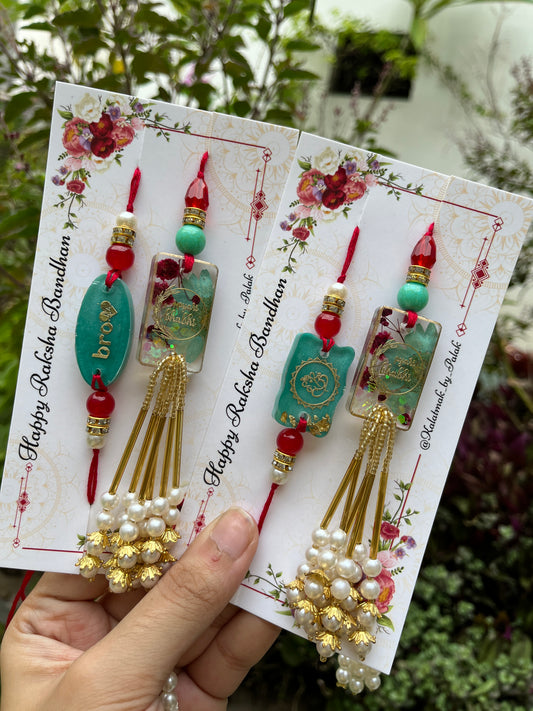 Resin Couple Rakhi - Aquamarine