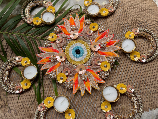Orange Lotus Rangoli Set – Radiance of Energy & Prosperity