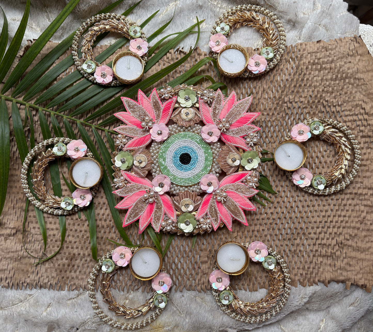 Pink Lotus Rangoli Set – Symbol of Purity & Prosperity