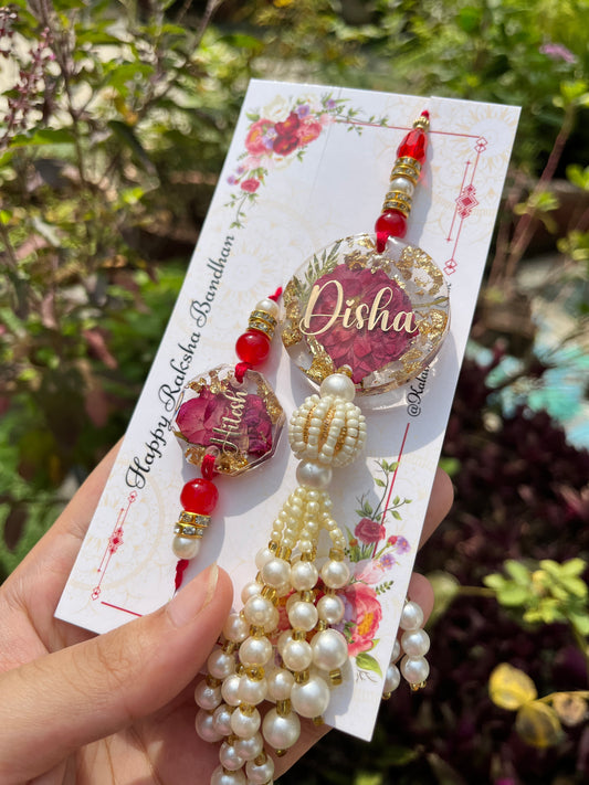 Floral Couple Rakhi - Rose