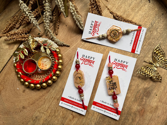 Handcrafted Resin Rakhi - Peach Rose
