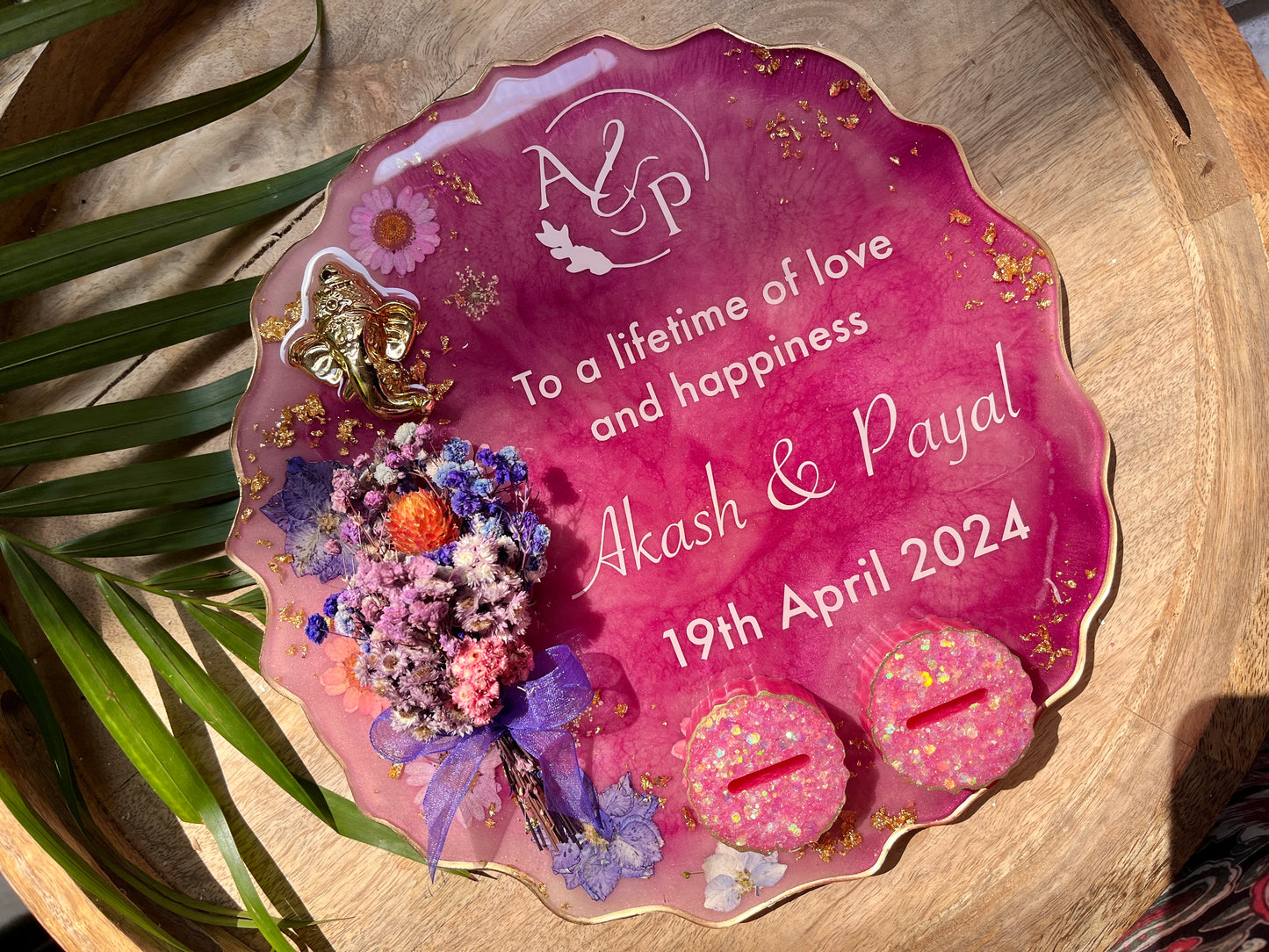 Floral Resin Ring Tray - Mauve Magic