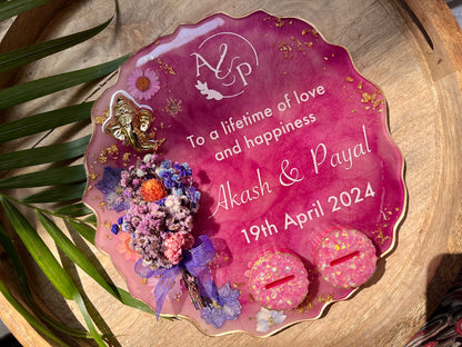 Floral Resin Ring Tray - Mauve Magic