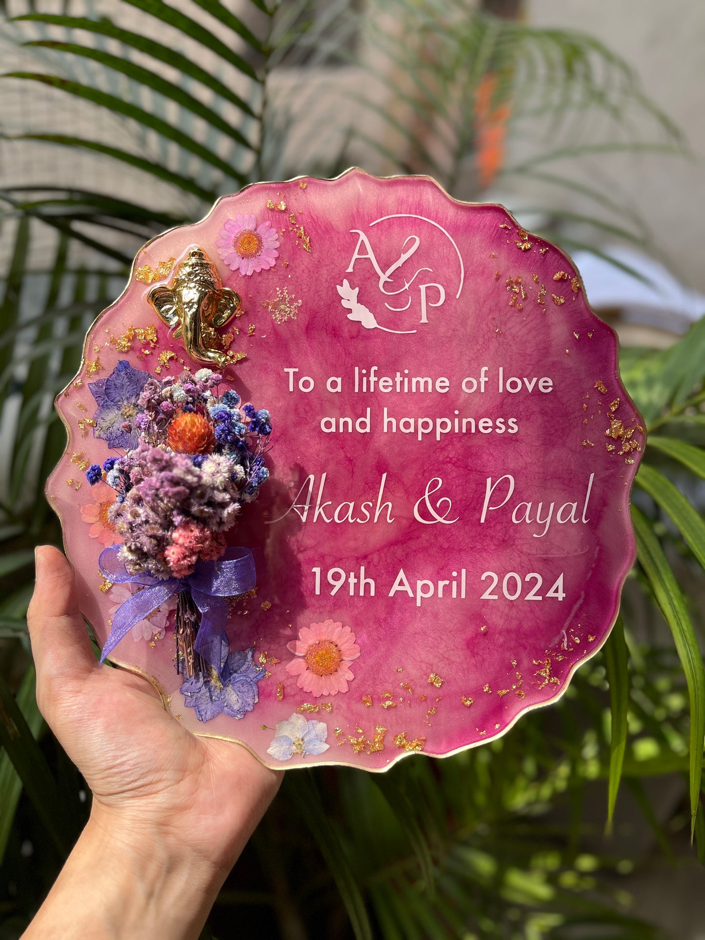 Floral Resin Ring Tray - Mauve Magic