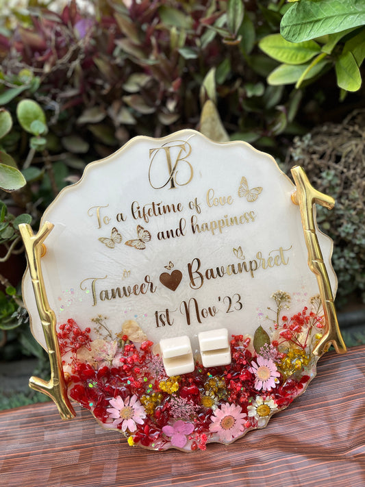 3D Floral Ring Tray - Red Pink
