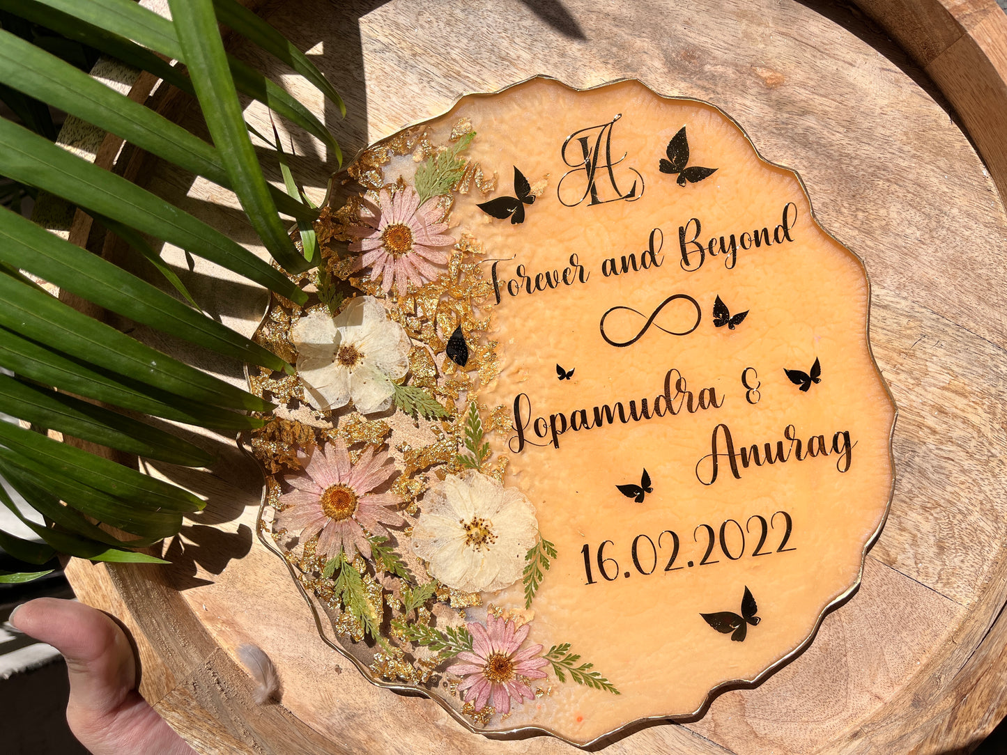 Floral Resin Ring Tray - Peach Pink