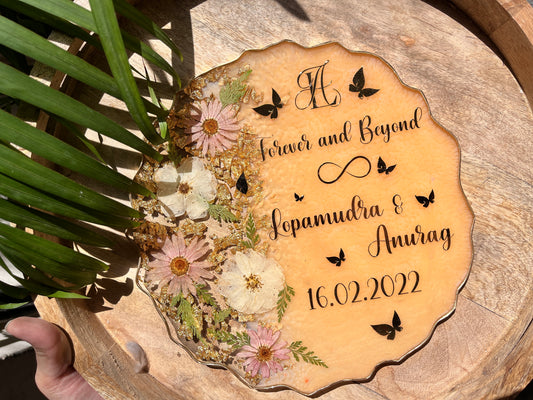 Floral Resin Ring Tray - Peach Pink