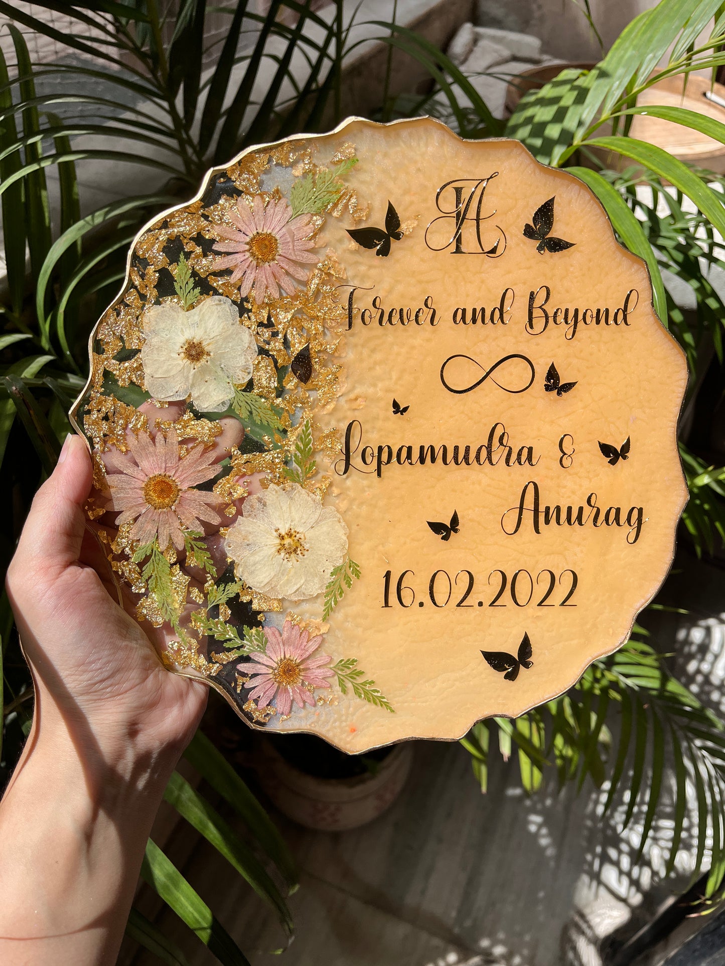 Floral Resin Ring Tray - Peach Pink