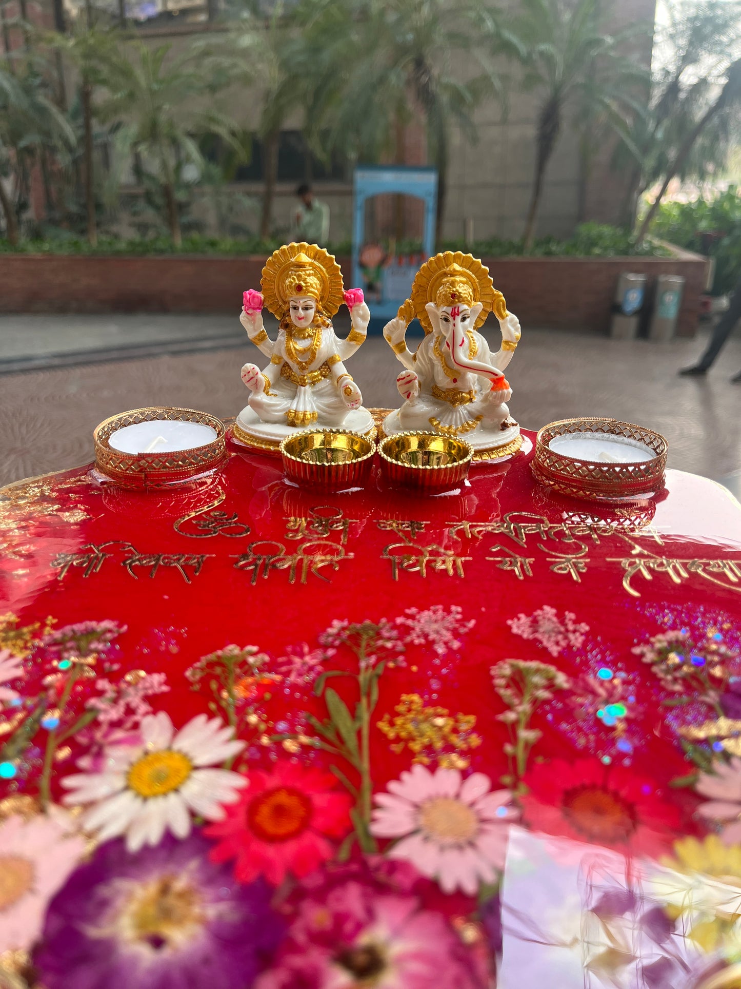 Lakshmi Ganesha Thali - Red (10 inches)